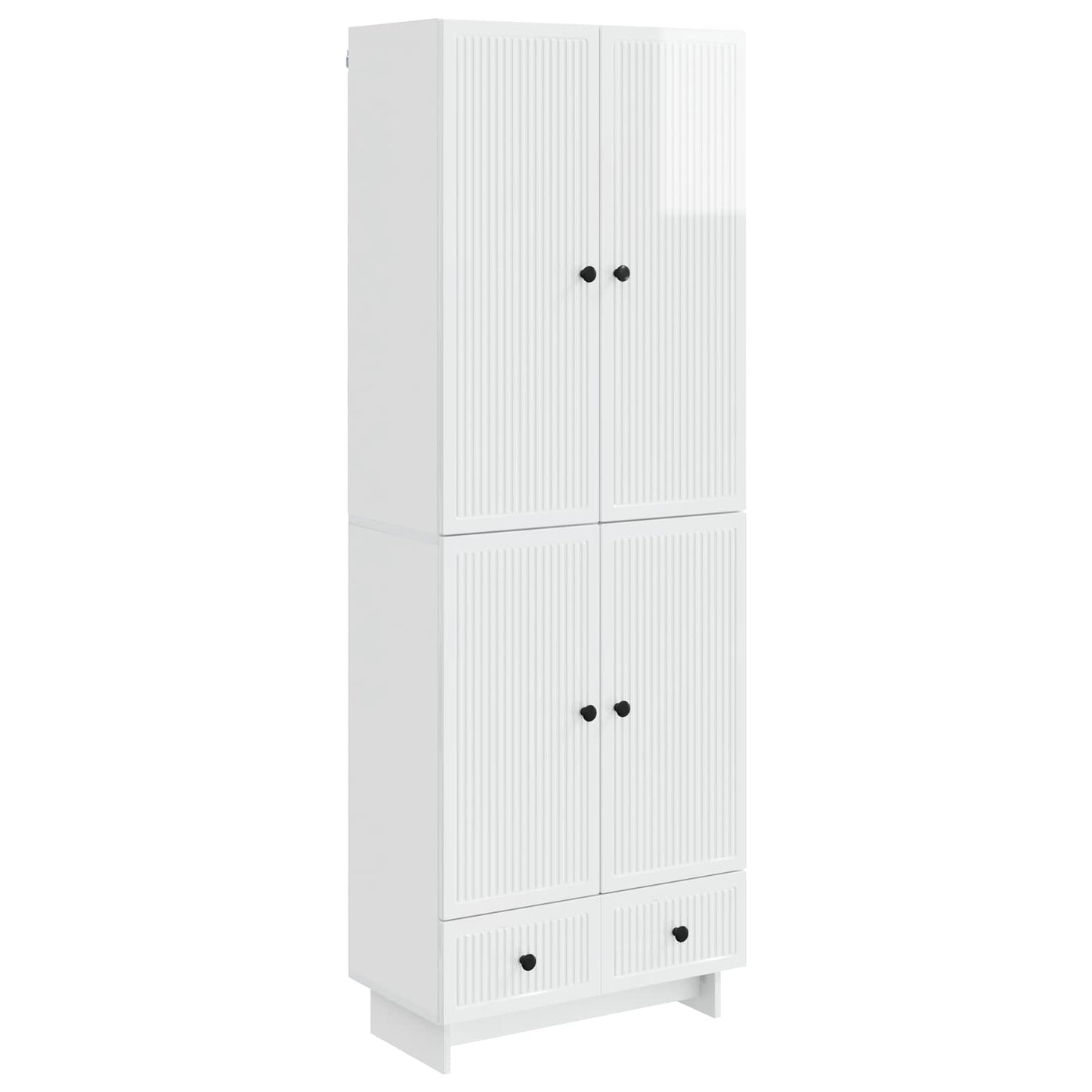 Skapsett 2 pcs Høgglans hvit 66 x 34,5 x 95 cm Konstruert tre