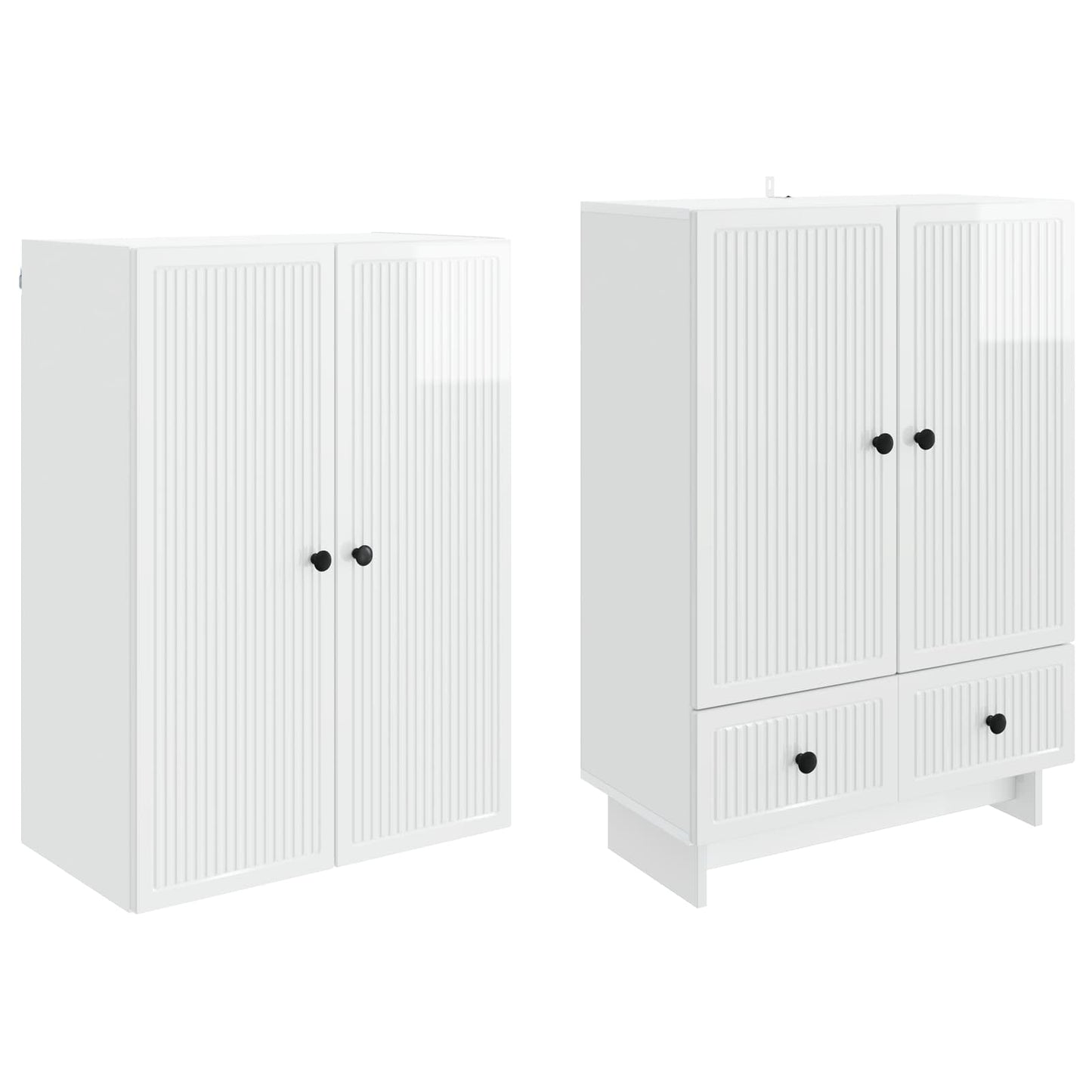Skapsett 2 pcs Høgglans hvit 66 x 34,5 x 95 cm Konstruert tre