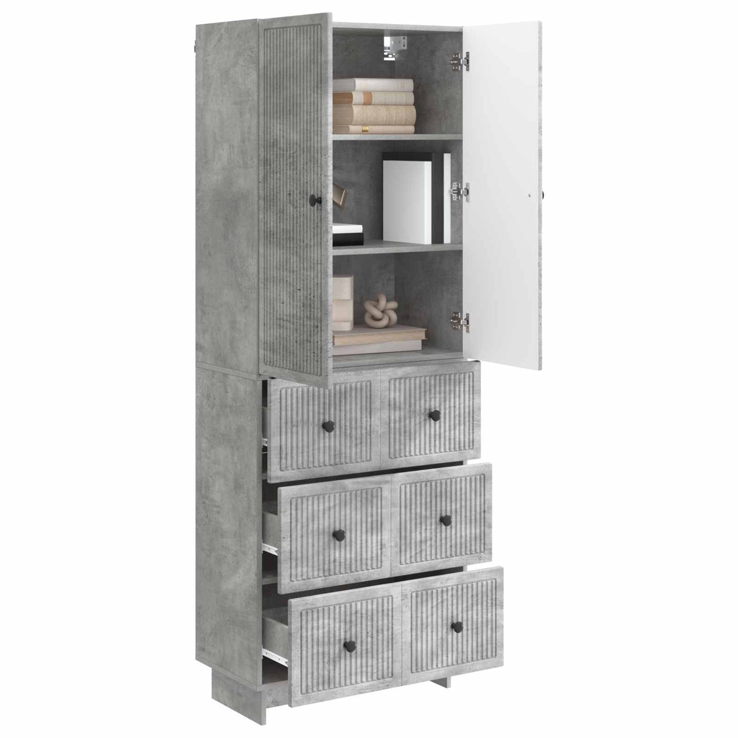 Skapsett 2 pcs Betonggrå 66 x 34,5 x 90 cm Konstruert tre