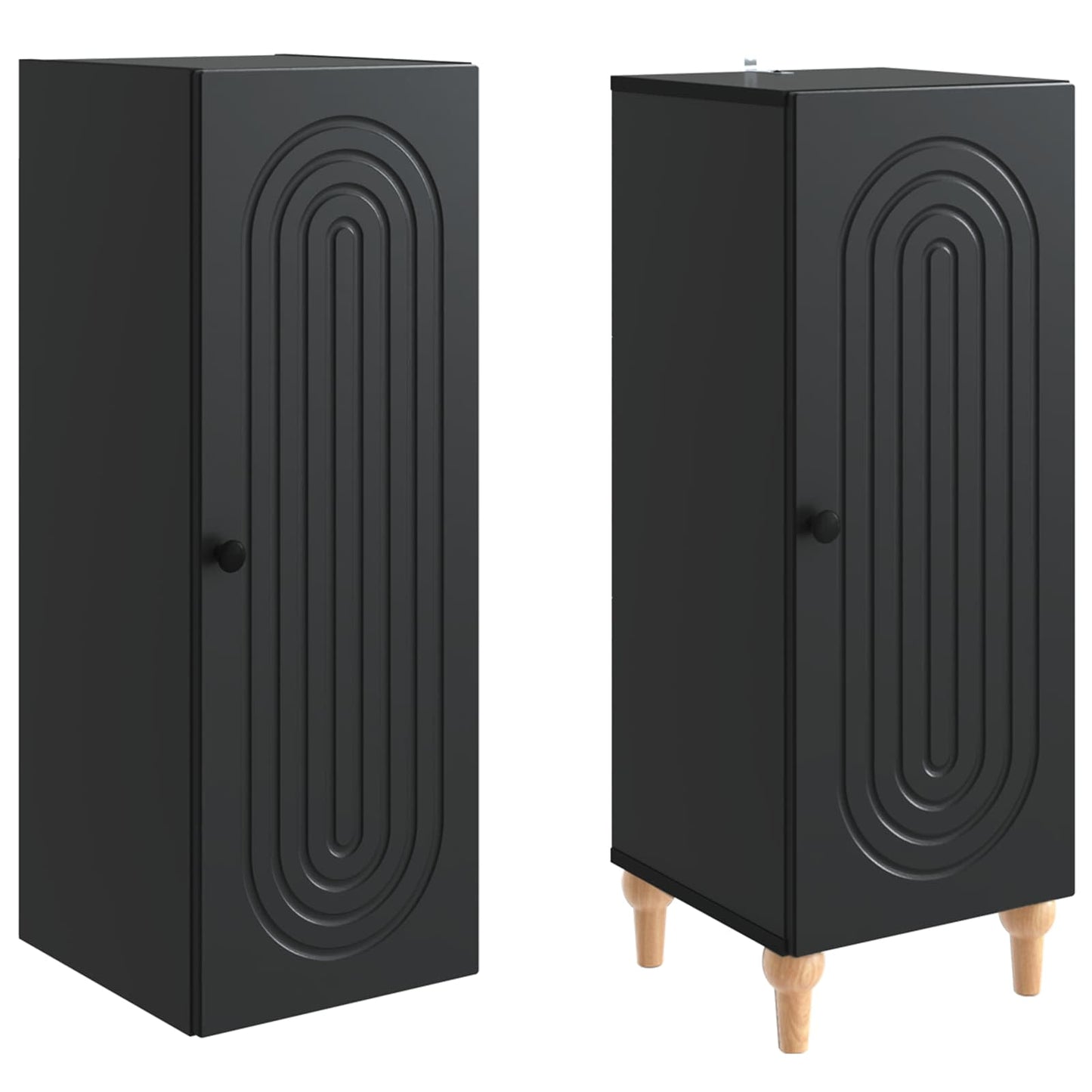 Skapsett 2 pcs Svart Konstruert tre