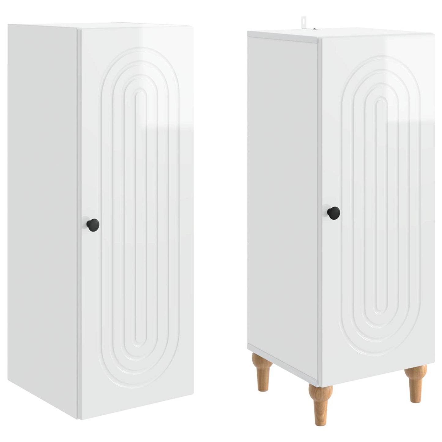 Skapsett 2 pcs Høgglans hvit Konstruert tre
