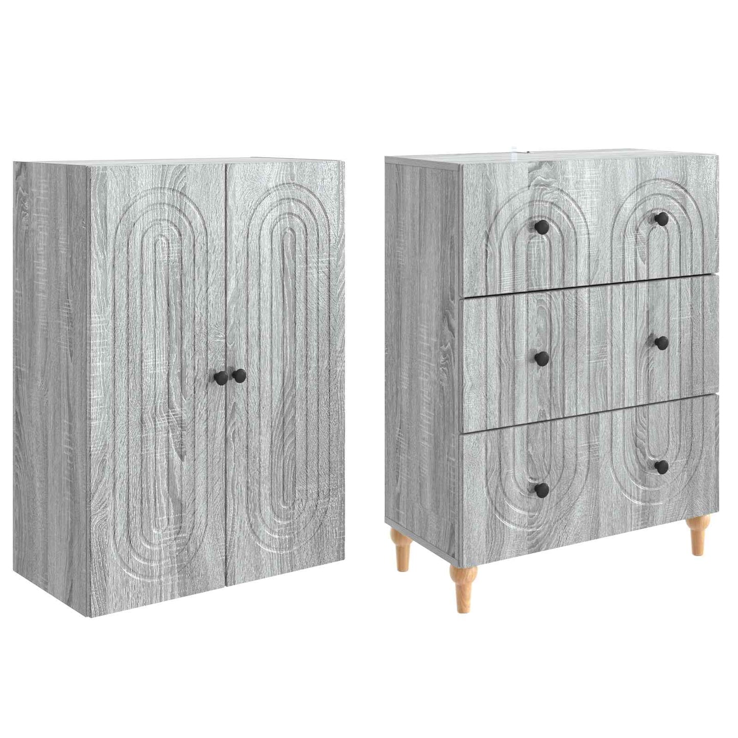 Skapsett 2 pcs Grå Sonoma 66 x 34,5 x 90 cm Konstruert tre