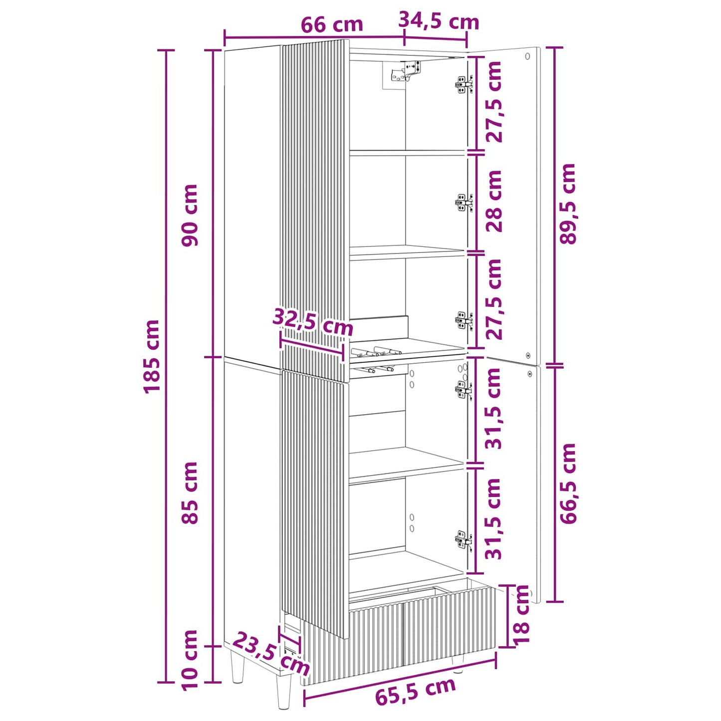 Skapsett 2 pcs 66 x 34,5 x 95 cm Konstruert tre