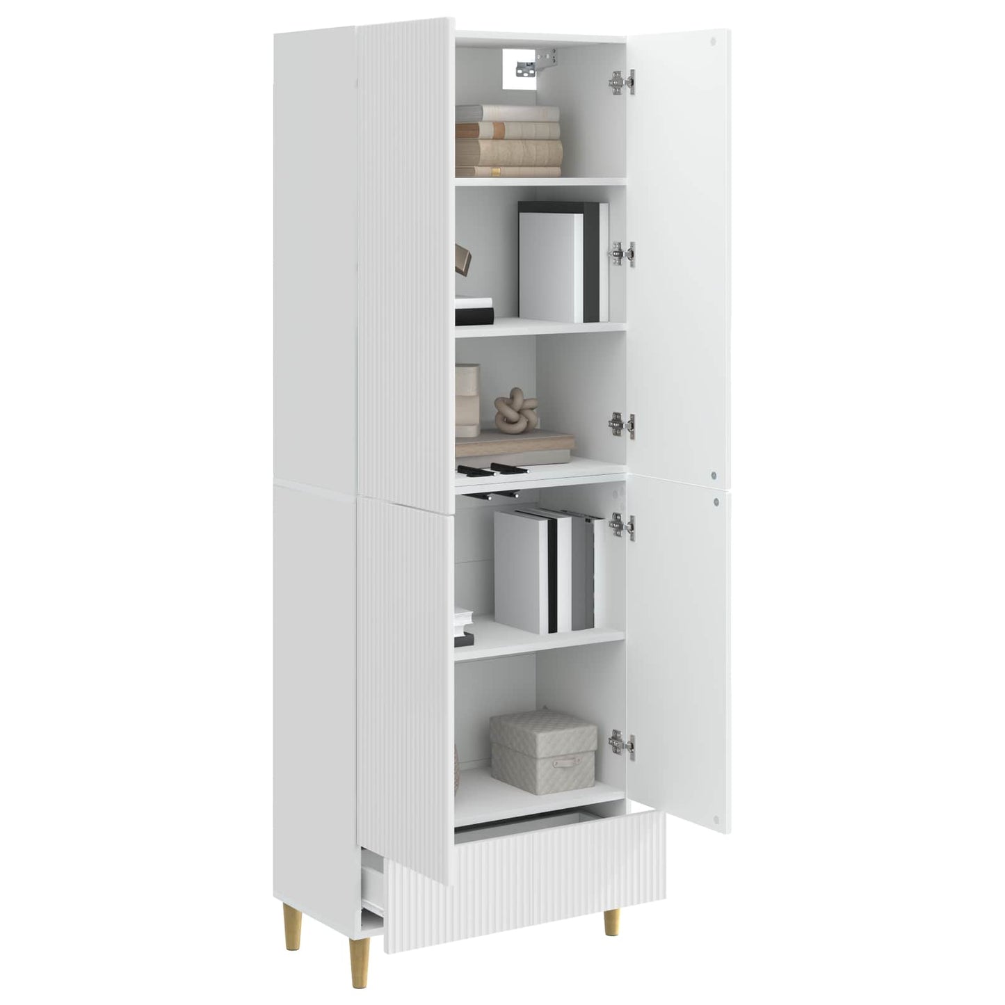 Skapsett 2 pcs Høgglans hvit 66 x 34,5 x 95 cm Konstruert tre