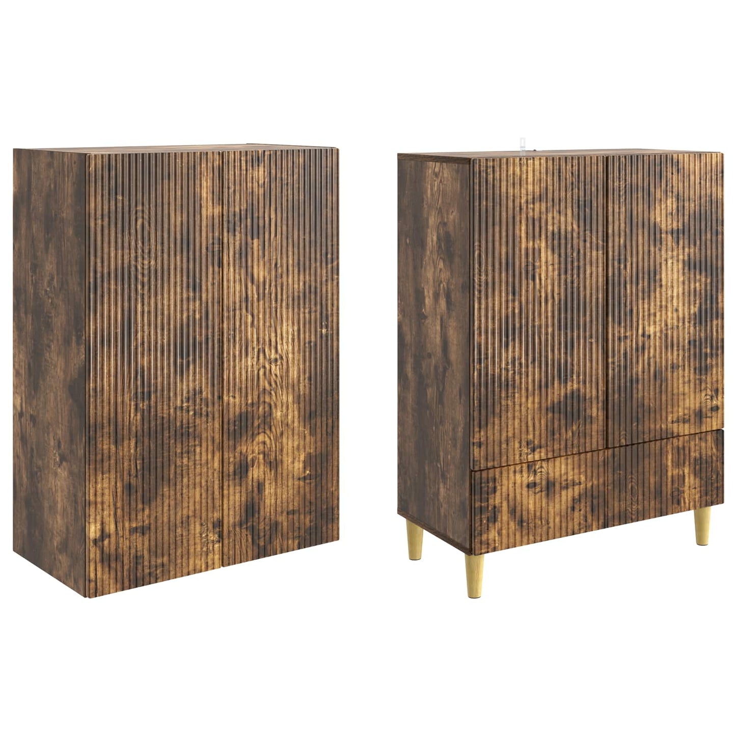 Skapsett 2 pcs Røkt Eik 66 x 34,5 x 95 cm Konstruert tre