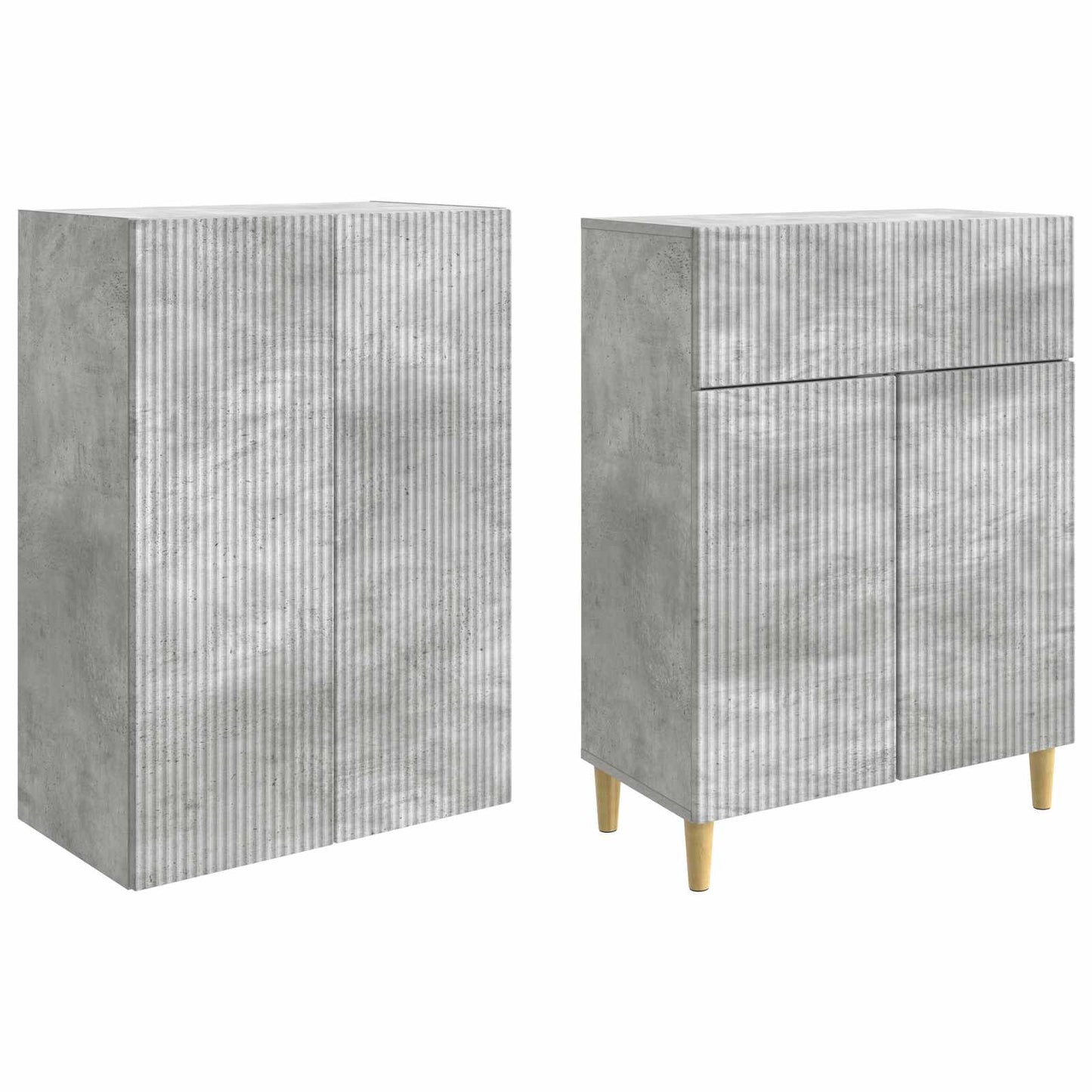 Skapsett 2 pcs Betonggrå 66 x 34,5 x 90 cm Konstruert tre