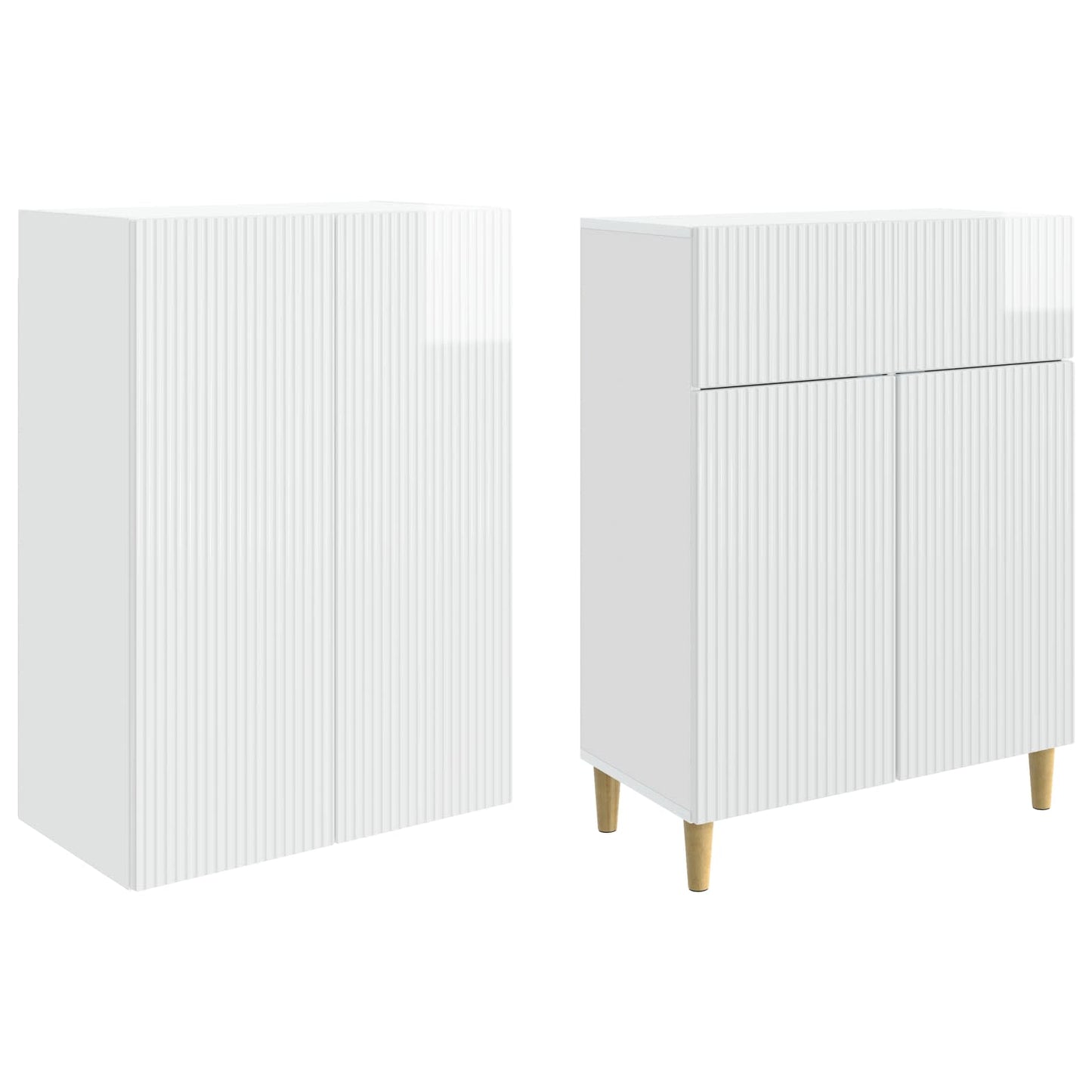 Skapsett 2 pcs Høgglans hvit 66 x 34,5 x 90 cm Konstruert tre