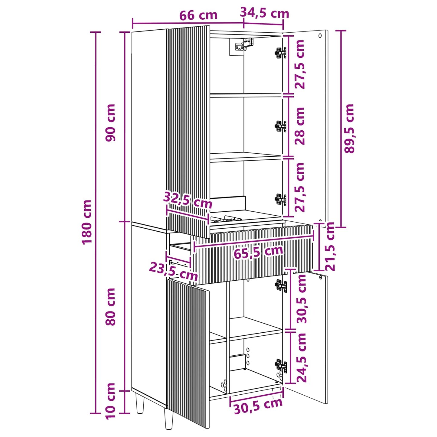 Skapsett 2 pcs 66 x 34,5 x 90 cm Konstruert tre