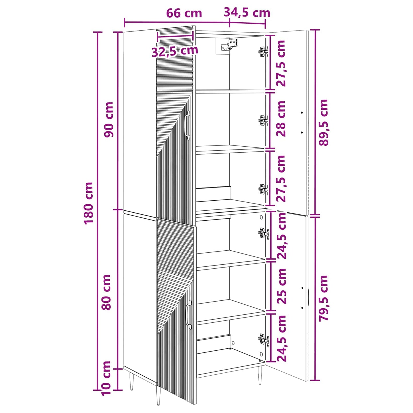 Skapsett 2 pcs 66 x 34,5 x 89,5 cm Konstruert tre