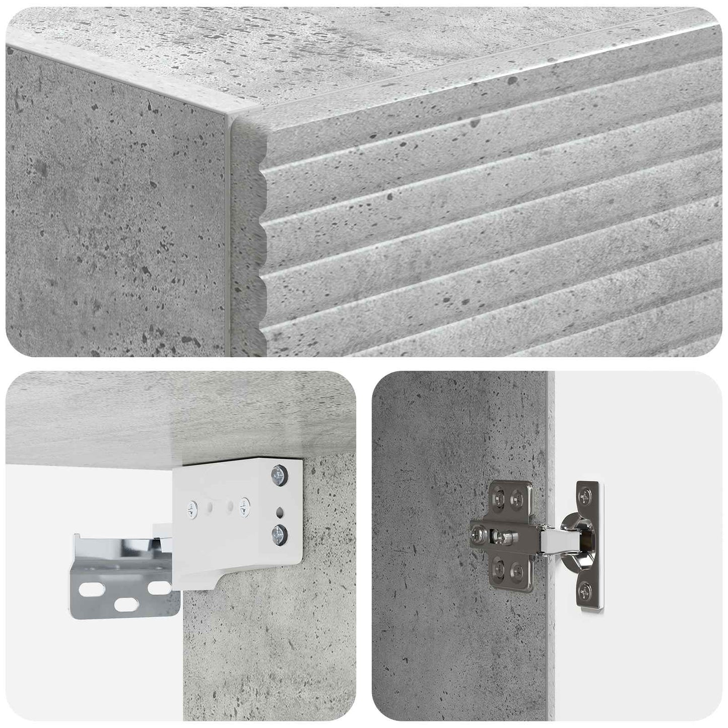 Skapsett 2 pcs Betonggrå 33 x 34,5 x 89,5 cm Konstruert tre