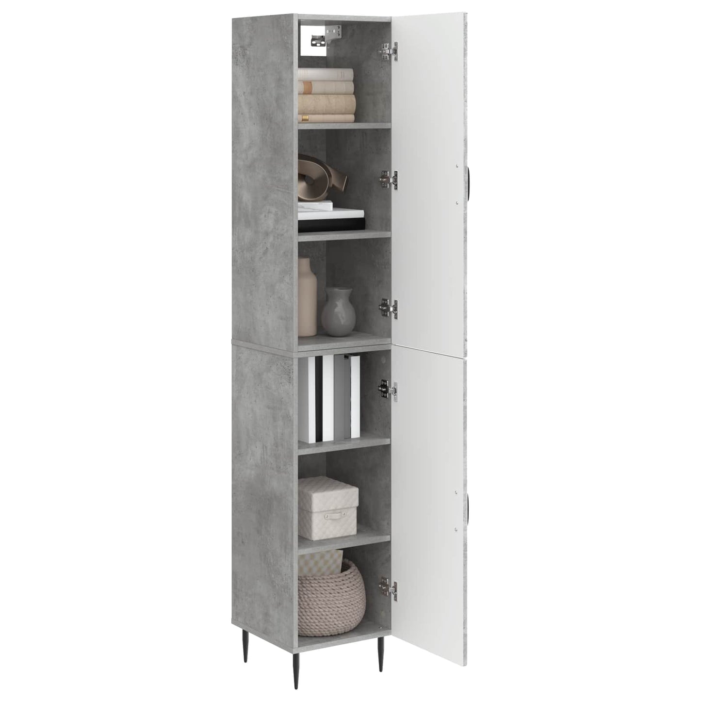 Skapsett 2 pcs Betonggrå 33 x 34,5 x 89,5 cm Konstruert tre