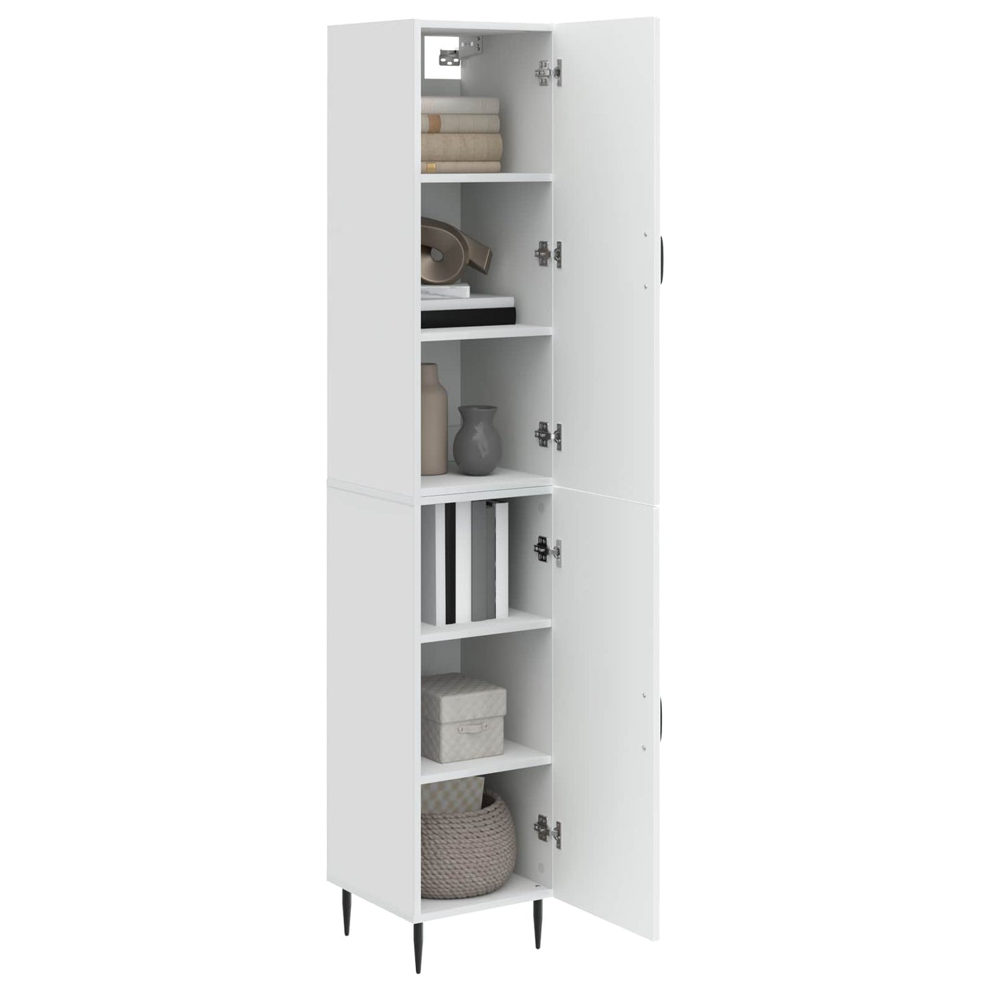 Skapsett 2 pcs Høgglans hvit 33 x 34,5 x 89,5 cm Konstruert tre