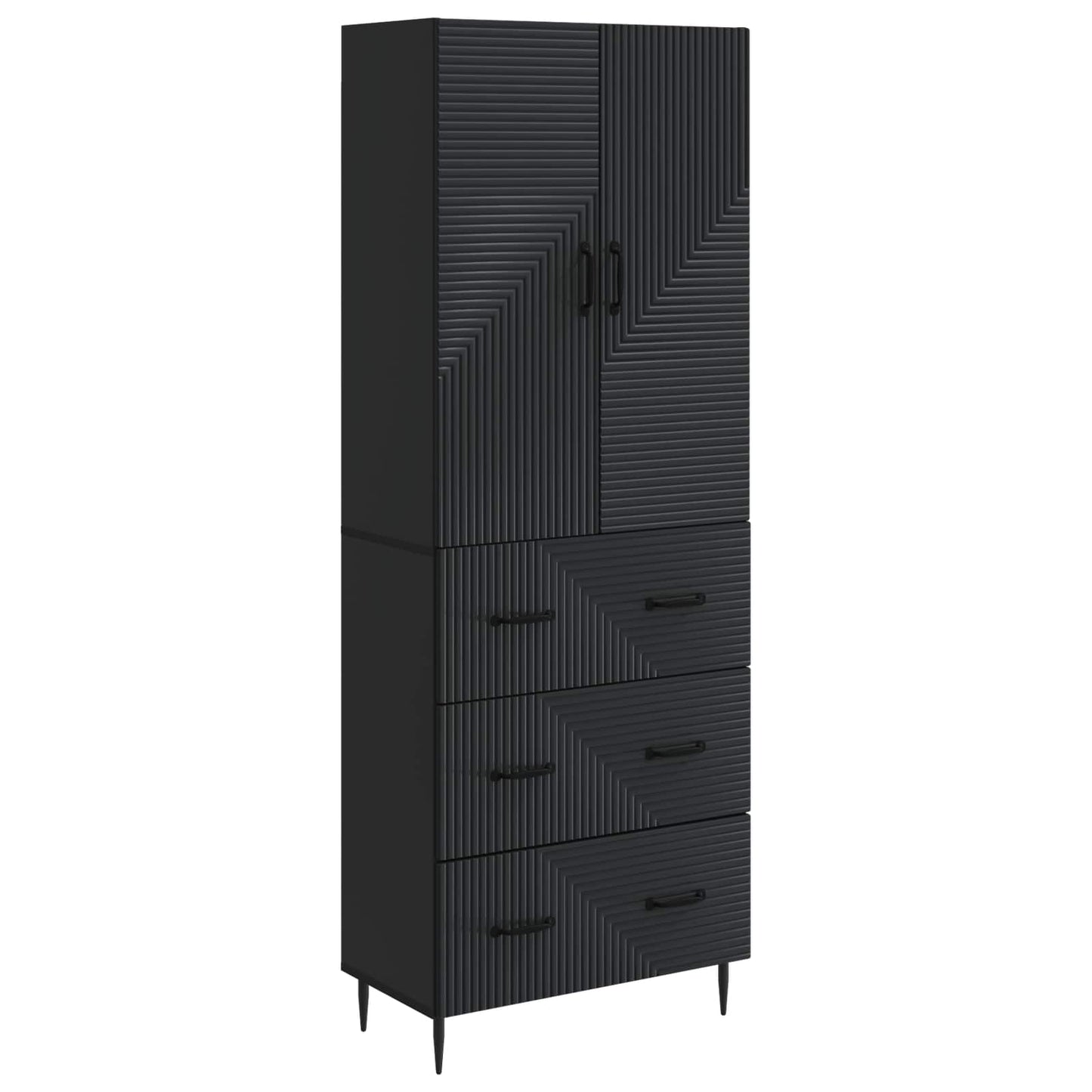 Skapsett 2 pcs Svart 66 x 34,5 x 90 cm Konstruert tre