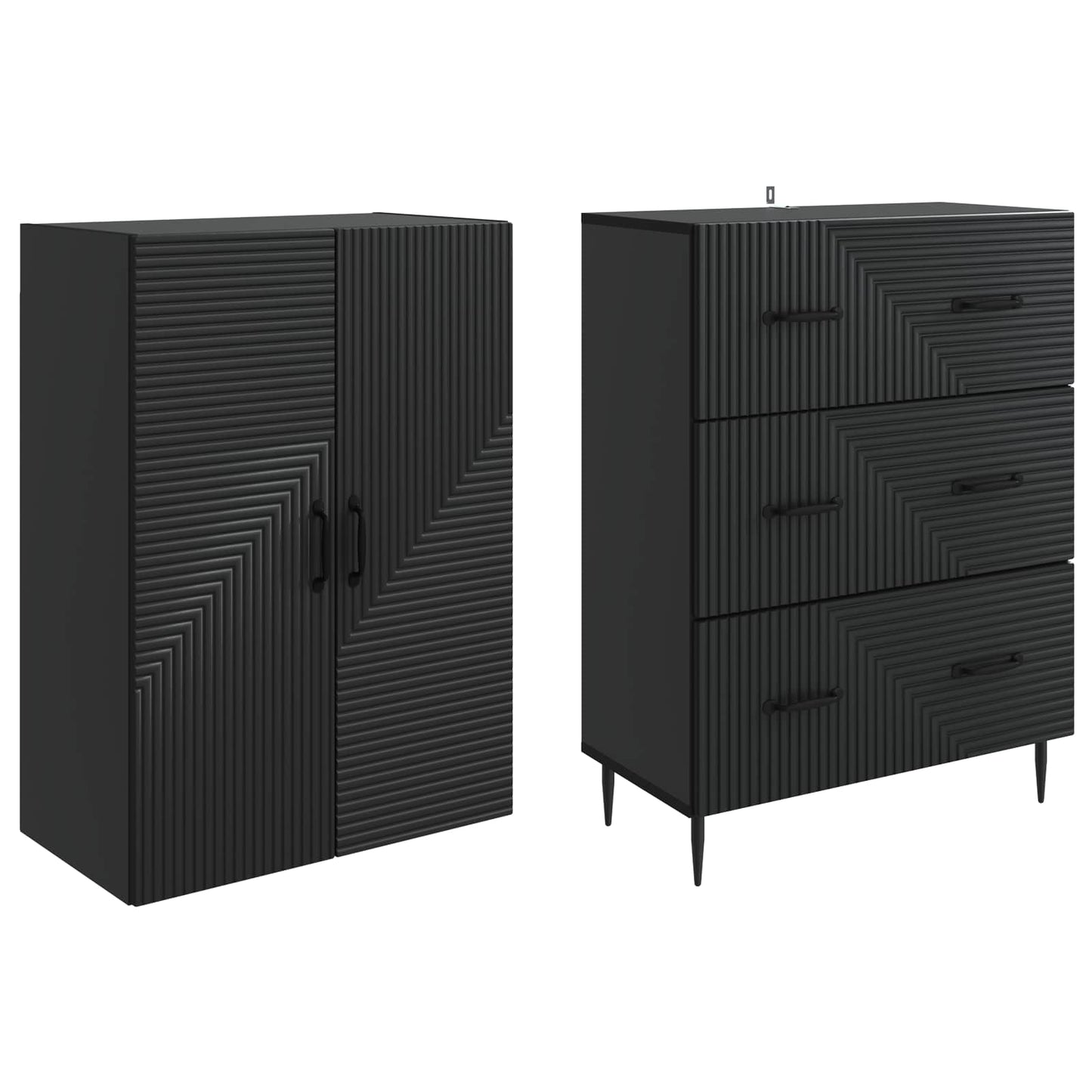 Skapsett 2 pcs Svart 66 x 34,5 x 90 cm Konstruert tre