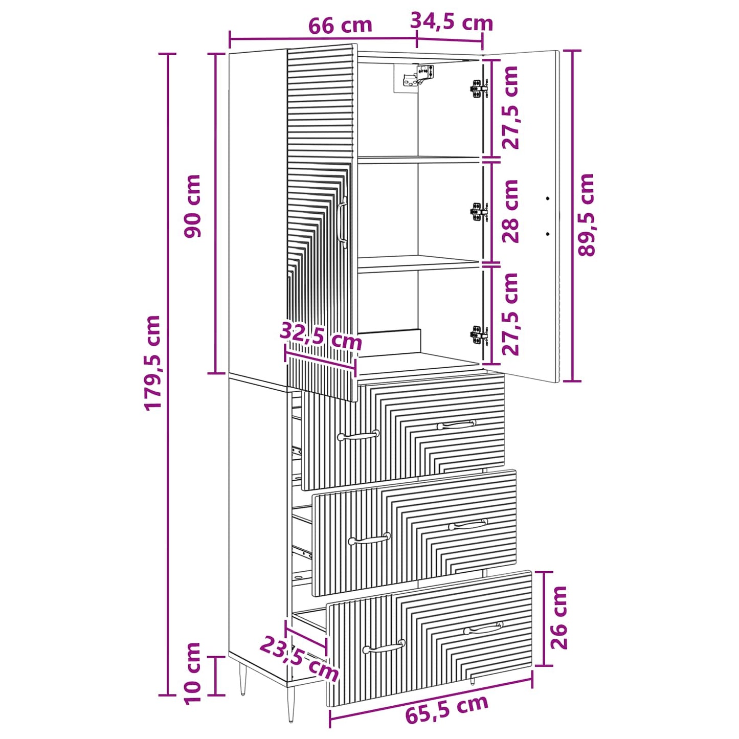 Skapsett 2 pcs Sonoma eik 66 x 34,5 x 90 cm Konstruert tre
