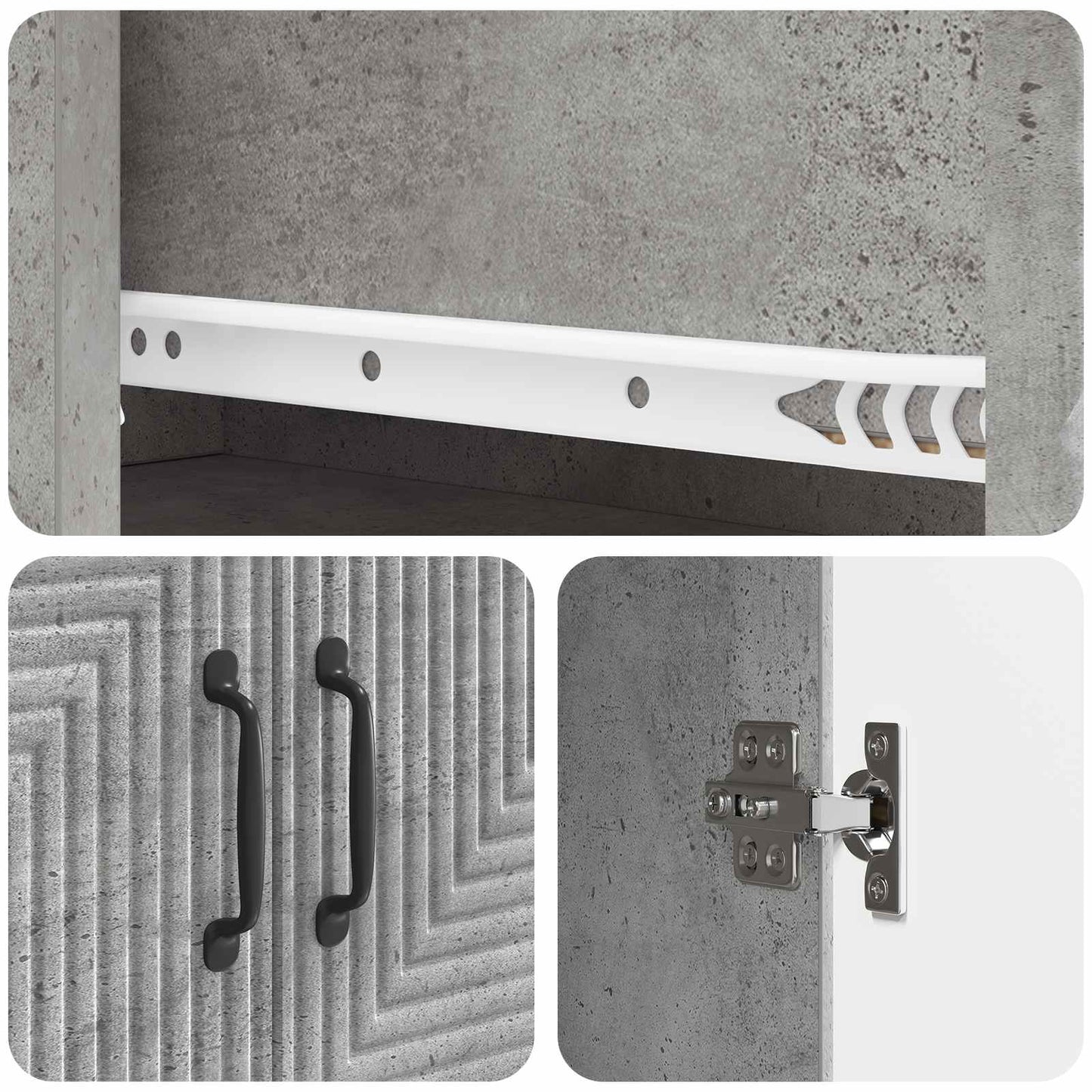 Skapsett 2 pcs Betonggrå 66 x 34,5 x 90 cm Konstruert tre