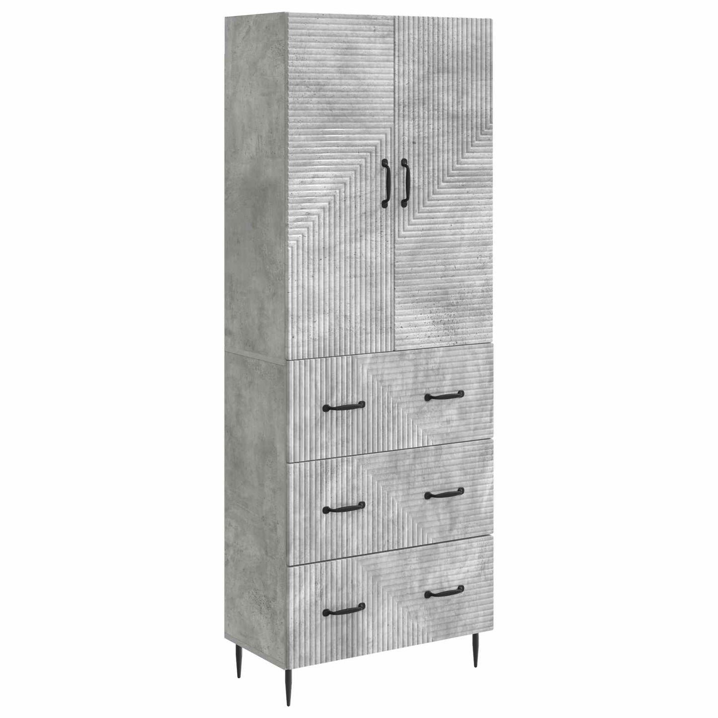 Skapsett 2 pcs Betonggrå 66 x 34,5 x 90 cm Konstruert tre