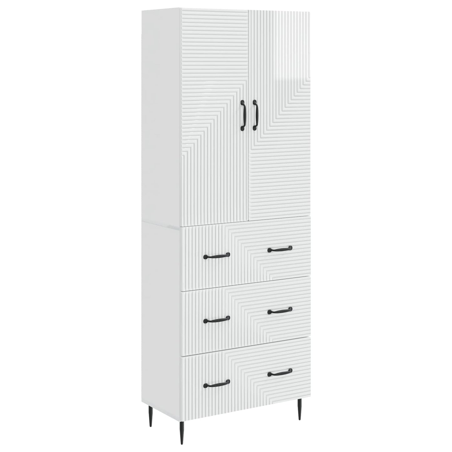 Skapsett 2 pcs Høgglans hvit 66 x 34,5 x 90 cm Konstruert tre