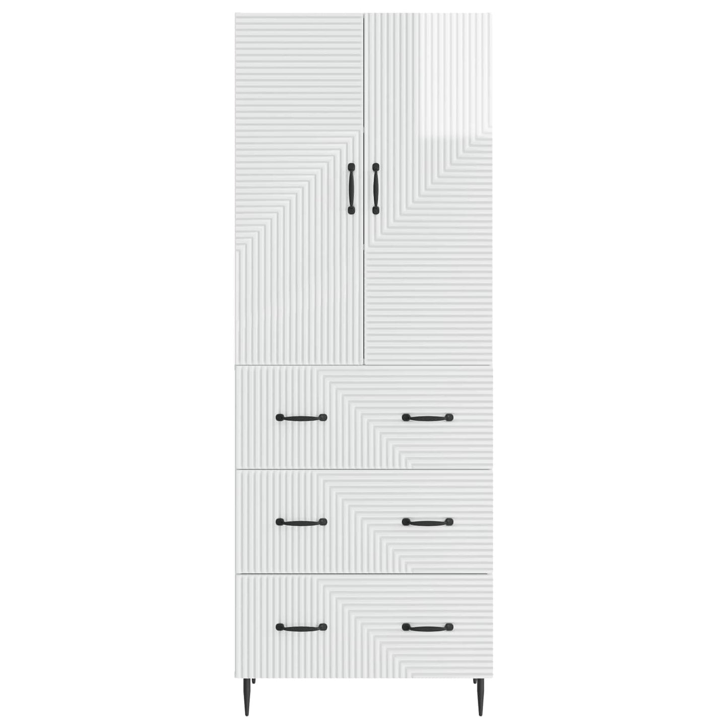 Skapsett 2 pcs Høgglans hvit 66 x 34,5 x 90 cm Konstruert tre
