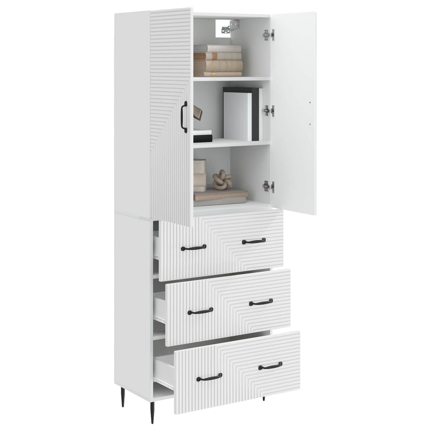 Skapsett 2 pcs Høgglans hvit 66 x 34,5 x 90 cm Konstruert tre
