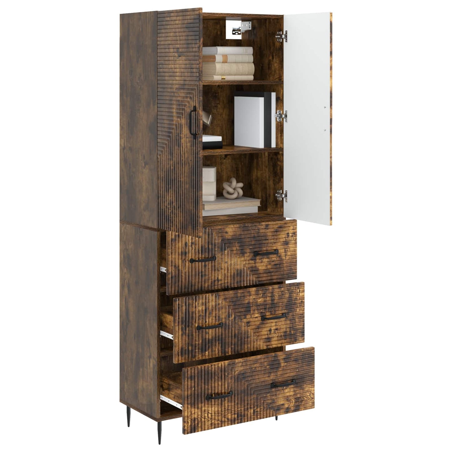 Skapsett 2 pcs Røkt Eik 66 x 34,5 x 90 cm Konstruert tre