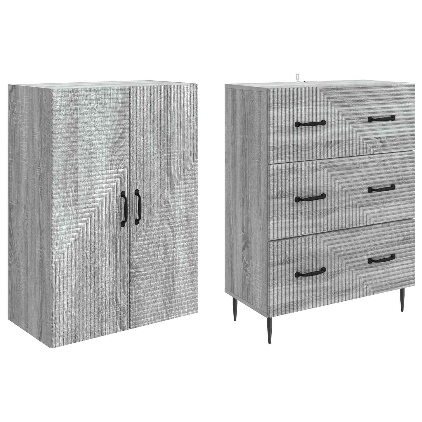Skapsett 2 pcs Grå Sonoma 66 x 34,5 x 90 cm Konstruert tre
