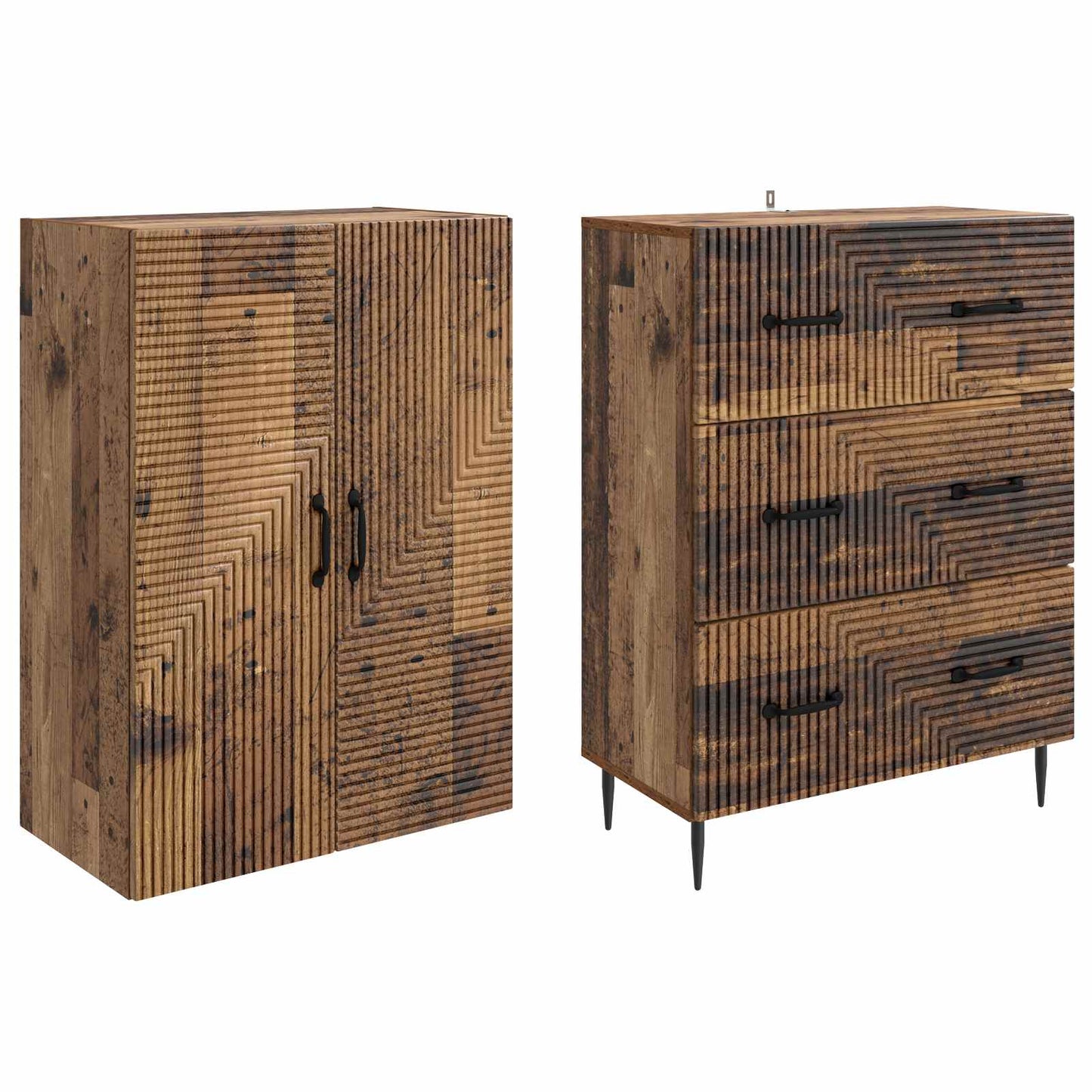 Skapsett 2 pcs Gammelt tre 66 x 34,5 x 90 cm Konstruert tre