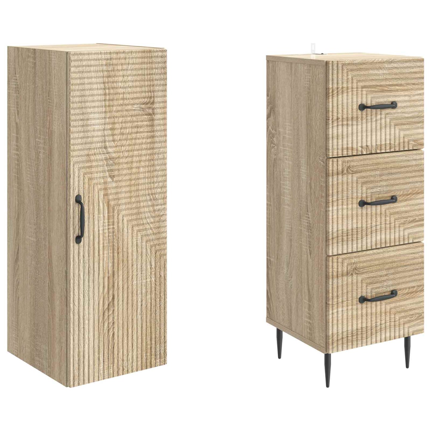 Skapsett 2 pcs Sonoma eik 33 x 34,5 x 90 cm Konstruert tre