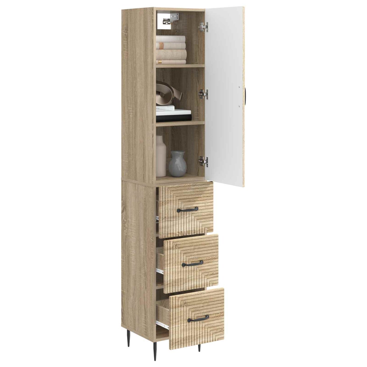 Skapsett 2 pcs Sonoma eik 33 x 34,5 x 90 cm Konstruert tre