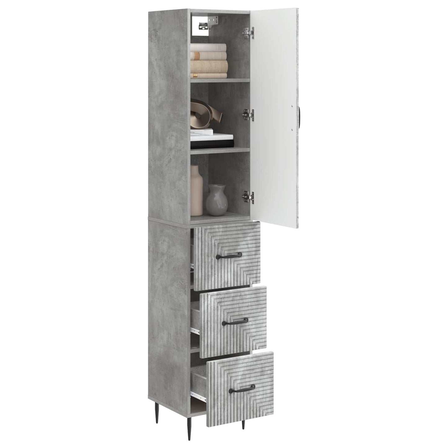 Skapsett 2 pcs Betonggrå 33 x 34,5 x 90 cm Konstruert tre