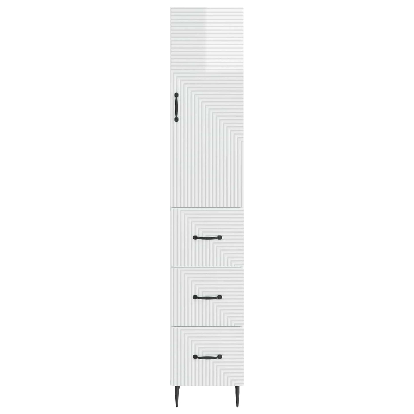 Skapsett 2 pcs Høgglans hvit 33 x 34,5 x 90 cm Konstruert tre