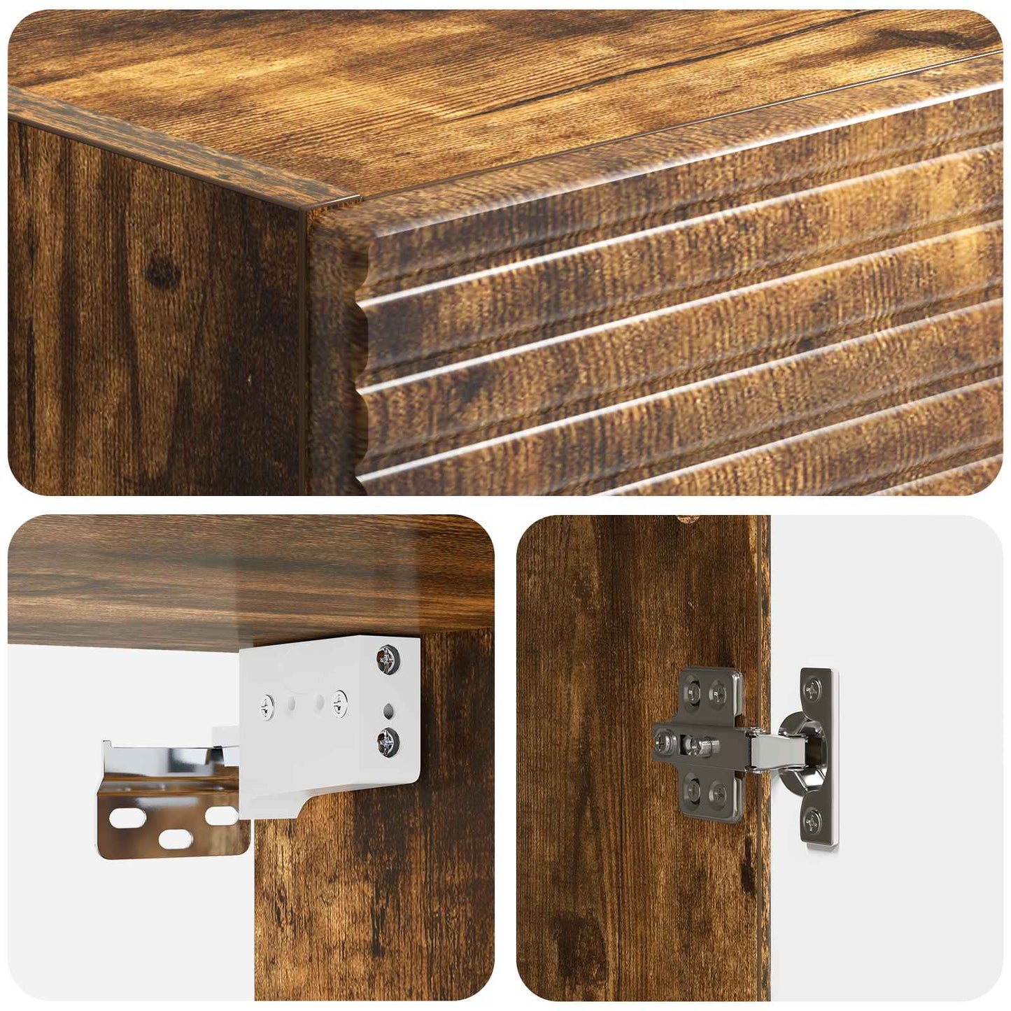 Skapsett 2 pcs Røkt Eik 33 x 34,5 x 90 cm Konstruert tre