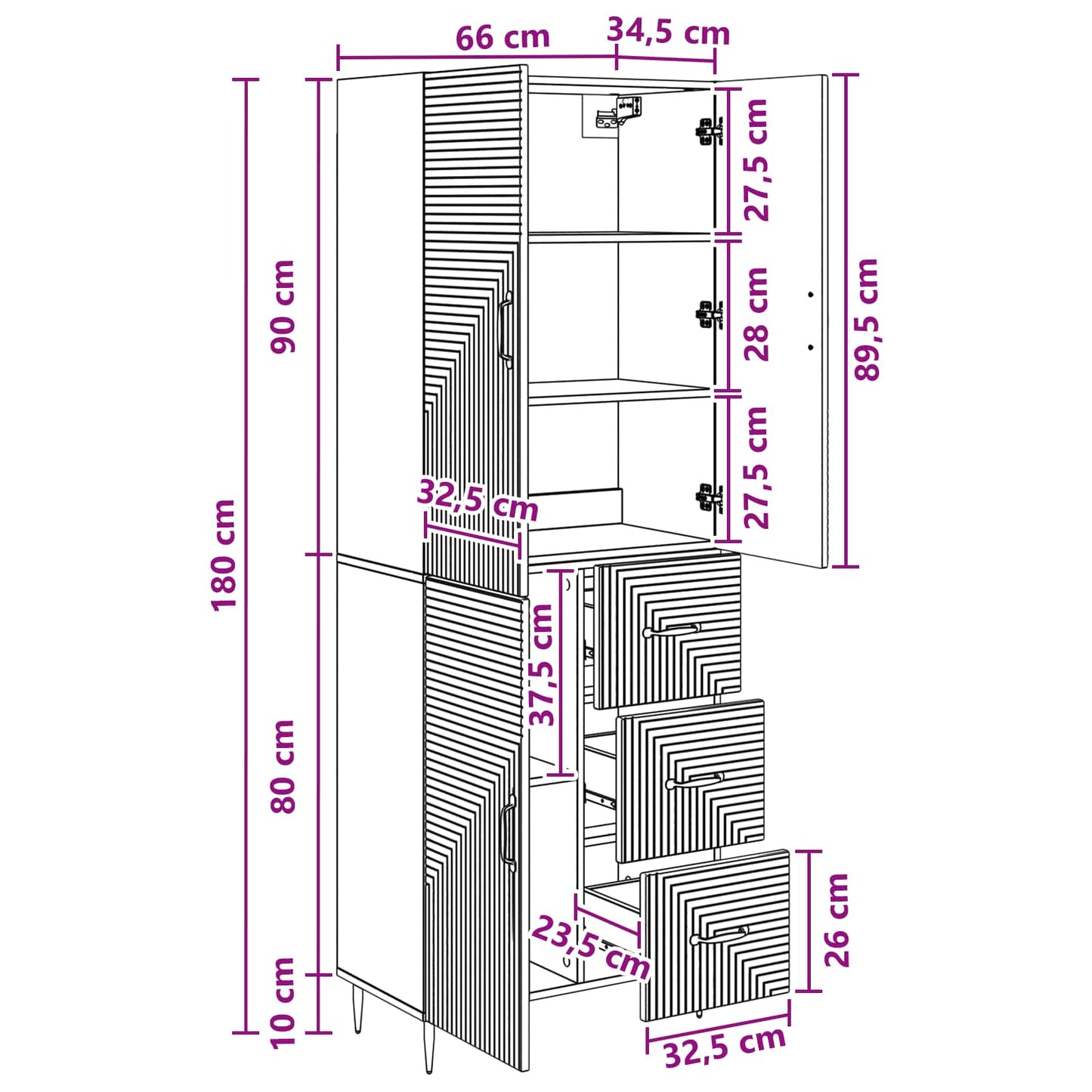 Skapsett 2 pcs Svart 66 x 34,5 x 89,5 cm Konstruert tre