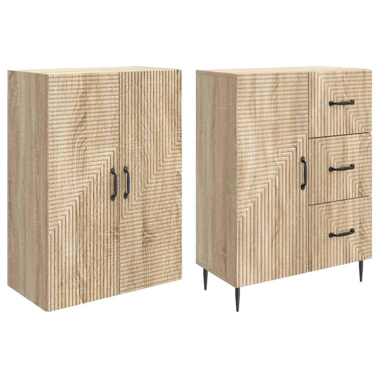 Skapsett 2 pcs Sonoma eik 66 x 34,5 x 89,5 cm Konstruert tre
