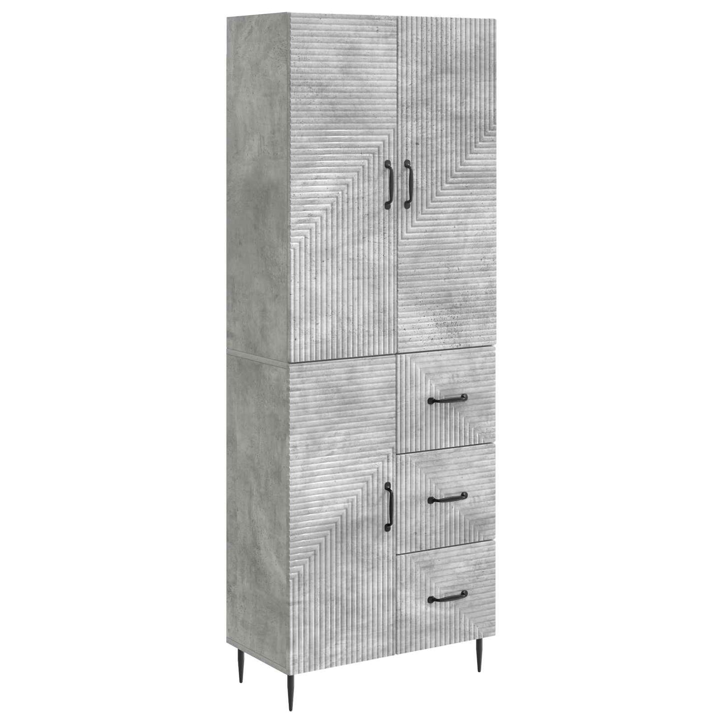 Skapsett 2 pcs Betonggrå 66 x 34,5 x 89,5 cm Konstruert tre
