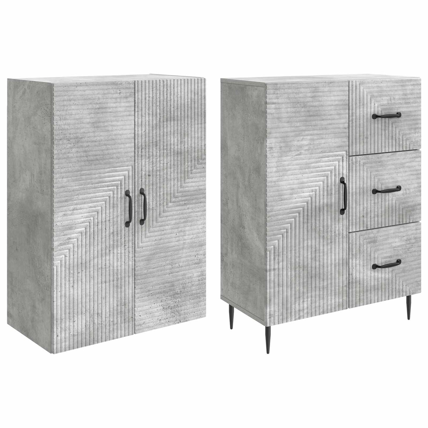 Skapsett 2 pcs Betonggrå 66 x 34,5 x 89,5 cm Konstruert tre