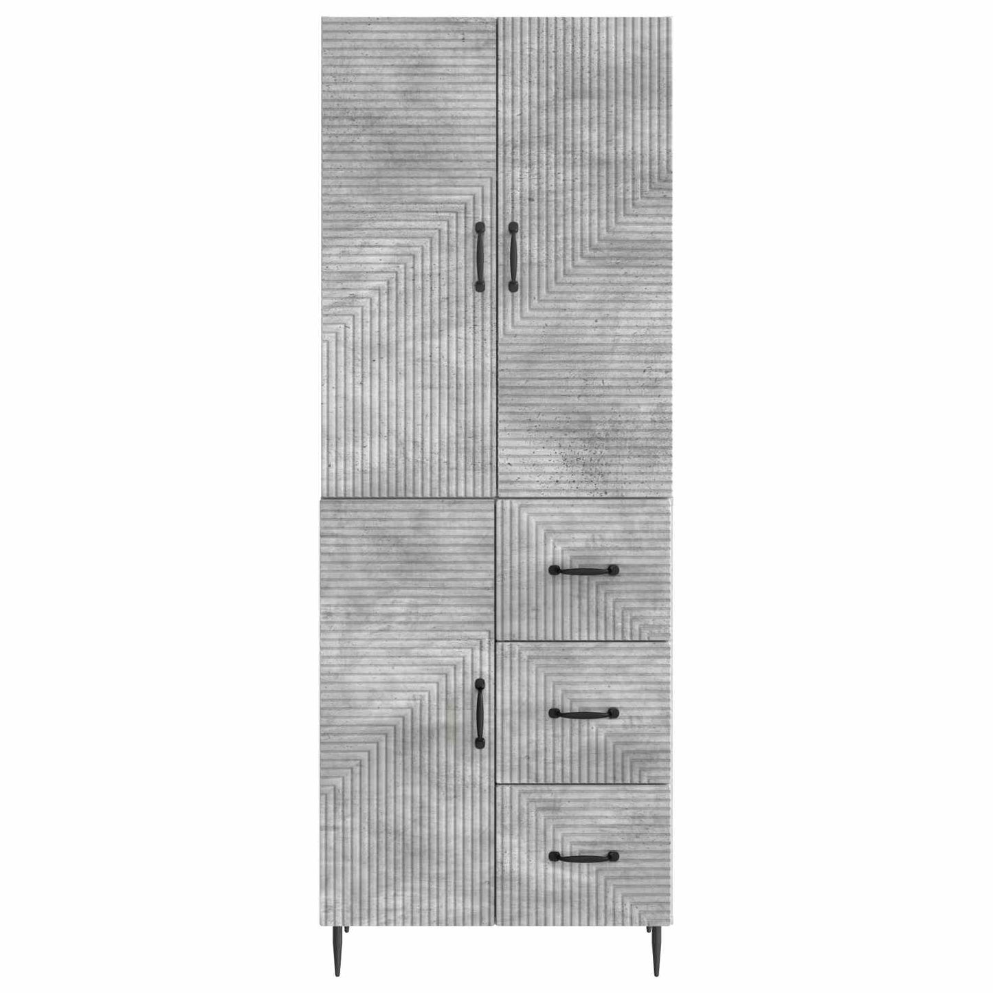 Skapsett 2 pcs Betonggrå 66 x 34,5 x 89,5 cm Konstruert tre