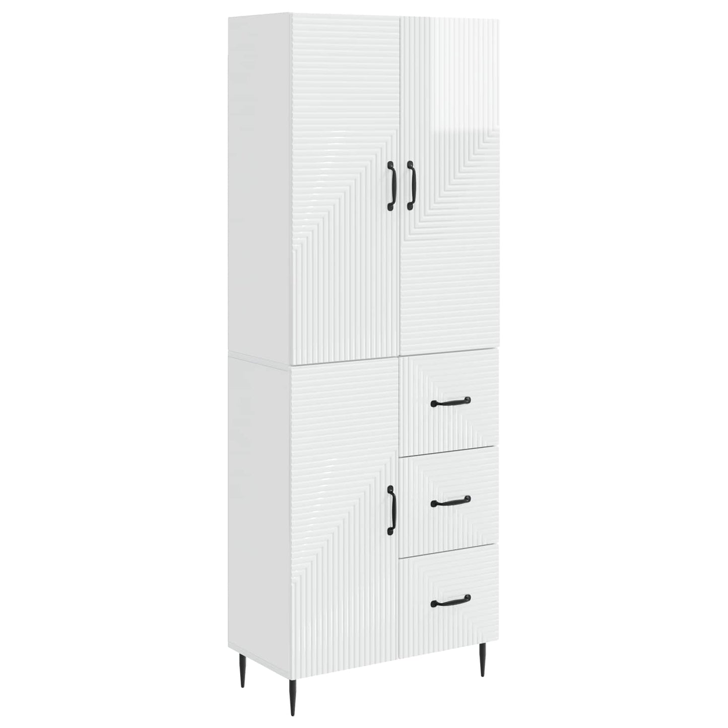 Skapsett 2 pcs Høgglans hvit 66 x 34,5 x 89,5 cm Konstruert tre