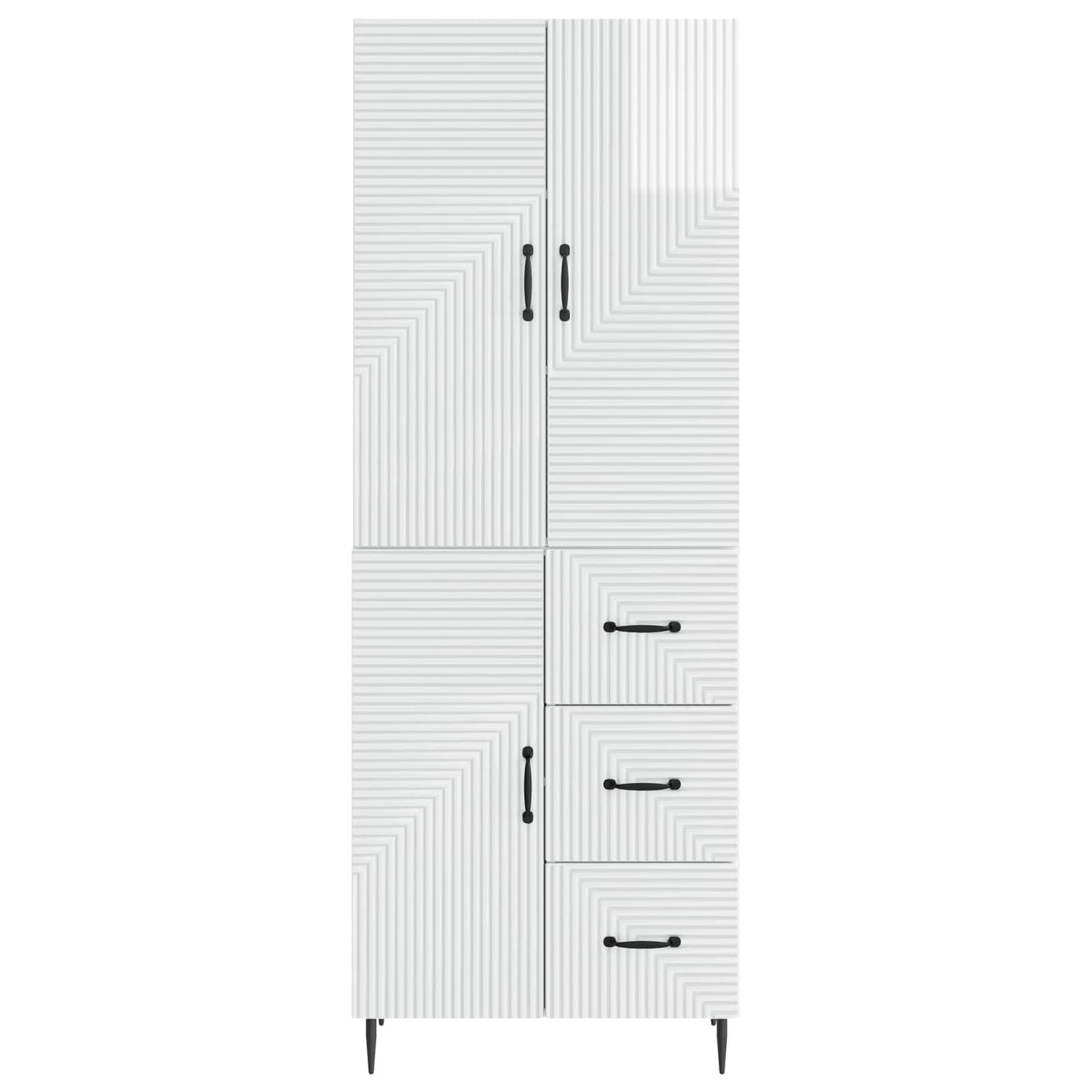 Skapsett 2 pcs Høgglans hvit 66 x 34,5 x 89,5 cm Konstruert tre