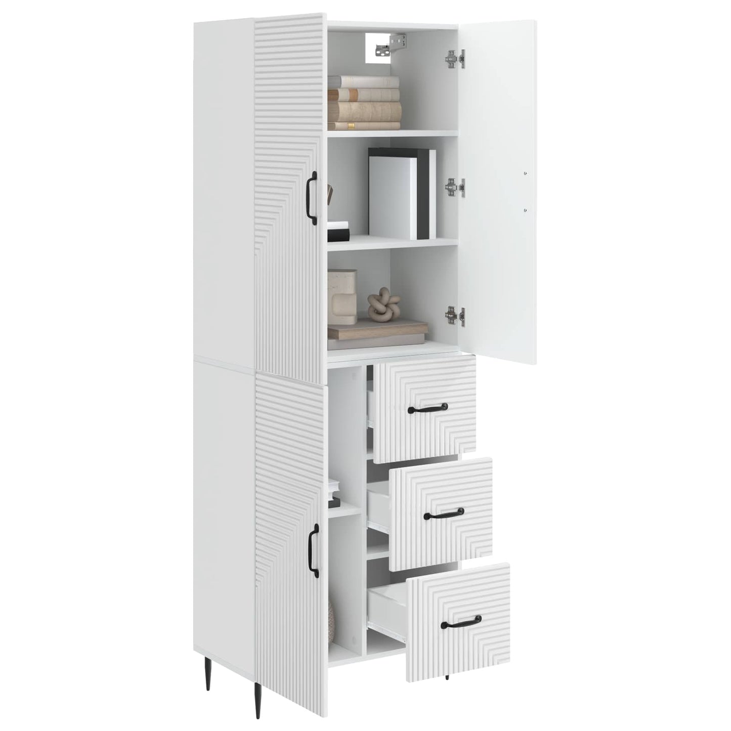 Skapsett 2 pcs Høgglans hvit 66 x 34,5 x 89,5 cm Konstruert tre