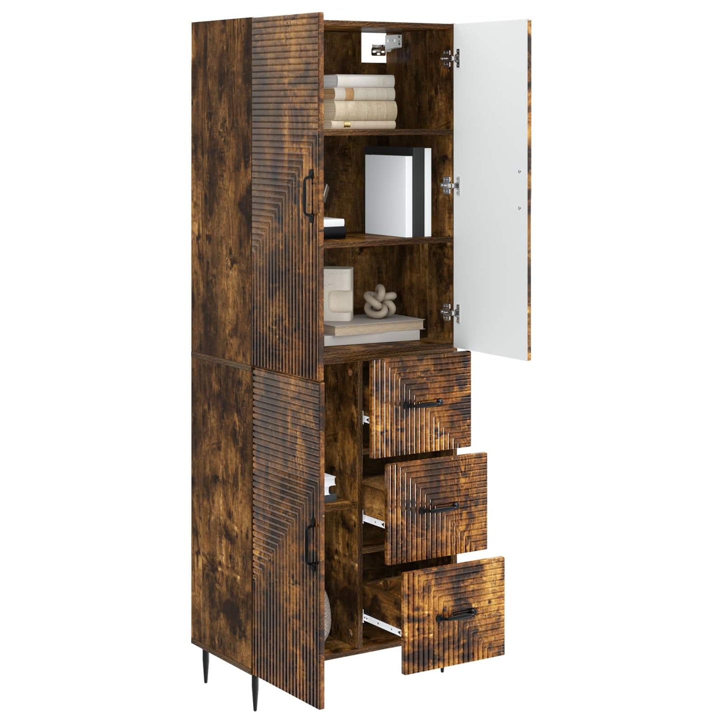 Skapsett 2 pcs Røkt Eik 66 x 34,5 x 89,5 cm Konstruert tre