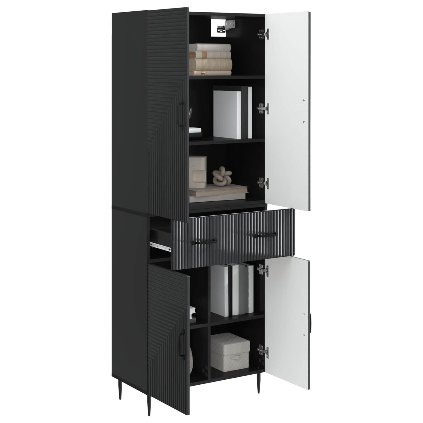 Skapsett 2 pcs Svart 66 x 34,5 x 89,5 cm Konstruert tre