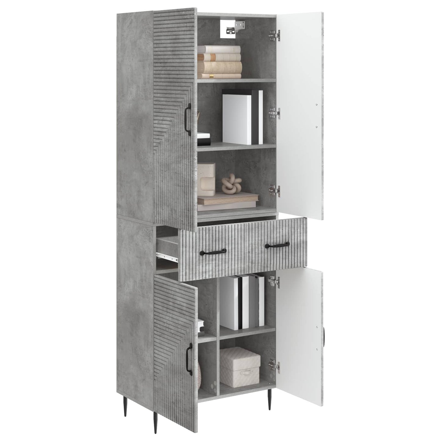 Skapsett 2 pcs Betonggrå 66 x 34,5 x 89,5 cm Konstruert tre