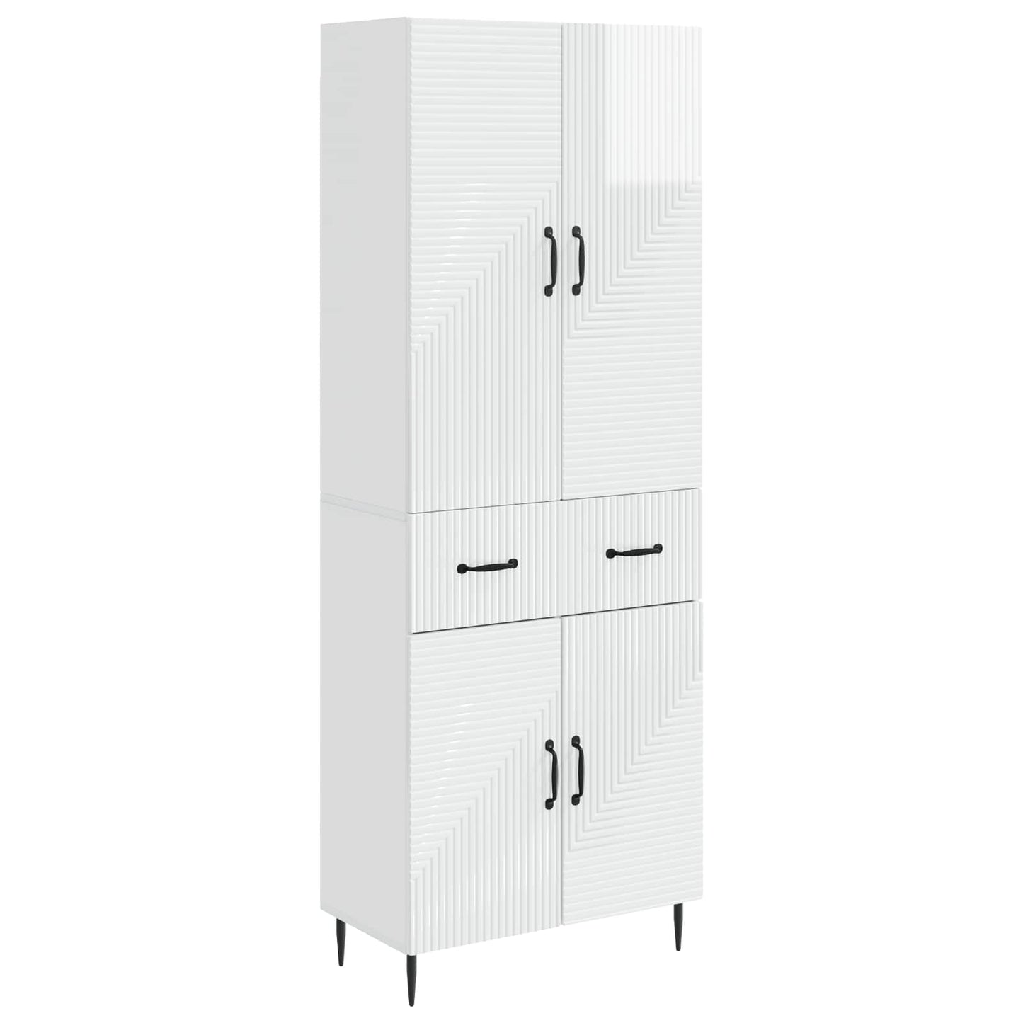 Skapsett 2 pcs Høgglans hvit 66 x 34,5 x 89,5 cm Konstruert tre