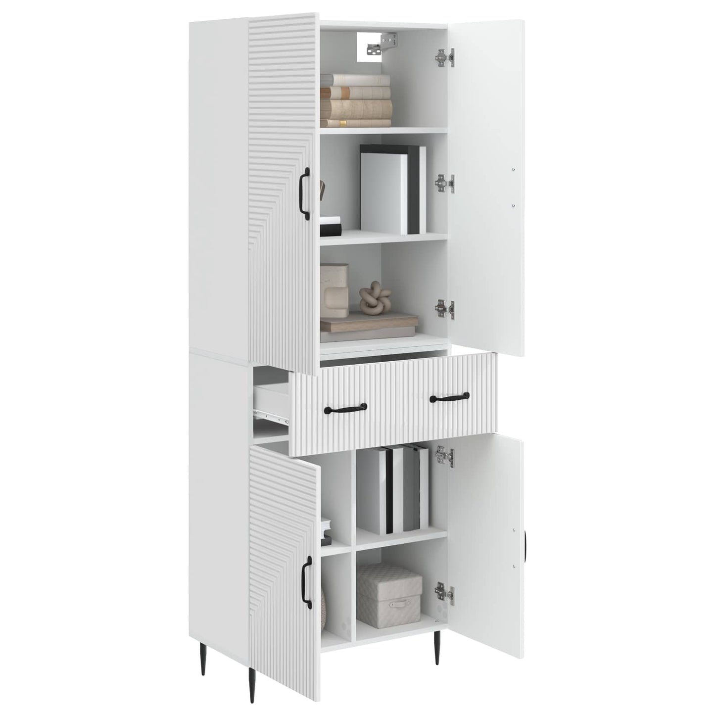 Skapsett 2 pcs Høgglans hvit 66 x 34,5 x 89,5 cm Konstruert tre