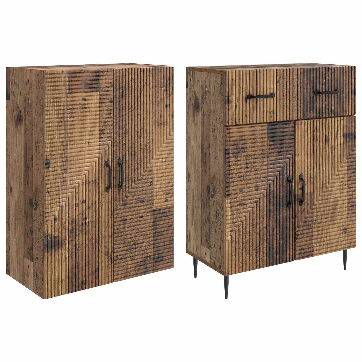 Skapsett 2 pcs Gammelt tre 66 x 34,5 x 89,5 cm Konstruert tre