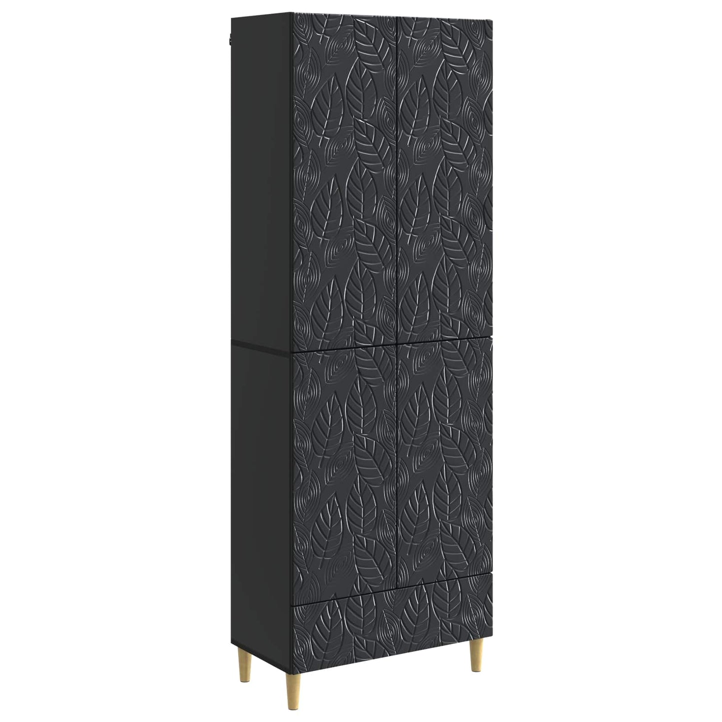 Skapsett 2 pcs Svart Konstruert tre