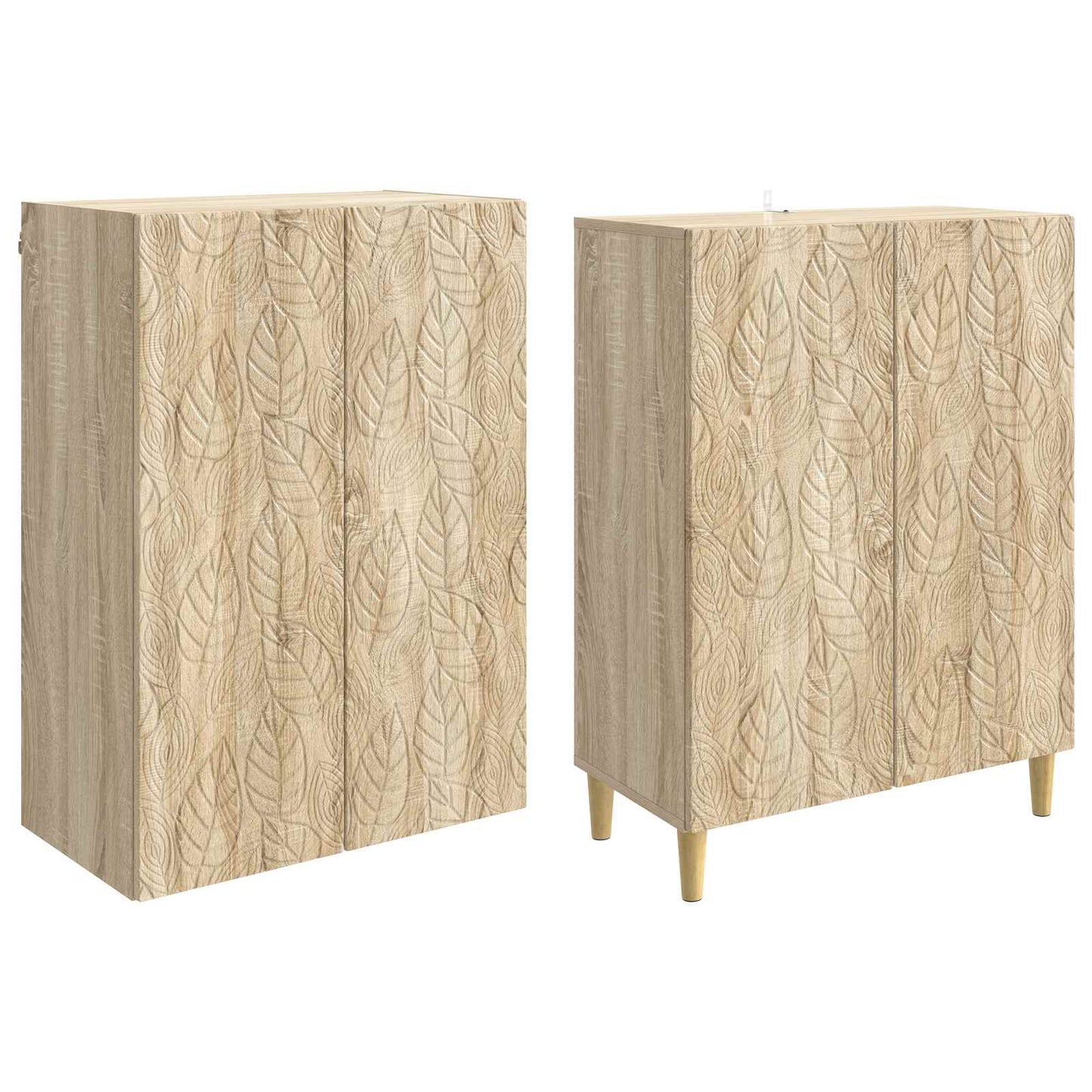 Skapsett 2 pcs Sonoma eik Konstruert tre