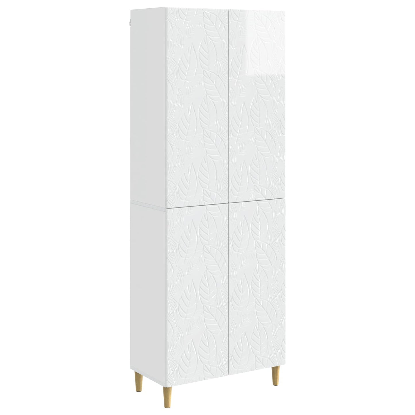 Skapsett 2 pcs Høgglans hvit Konstruert tre