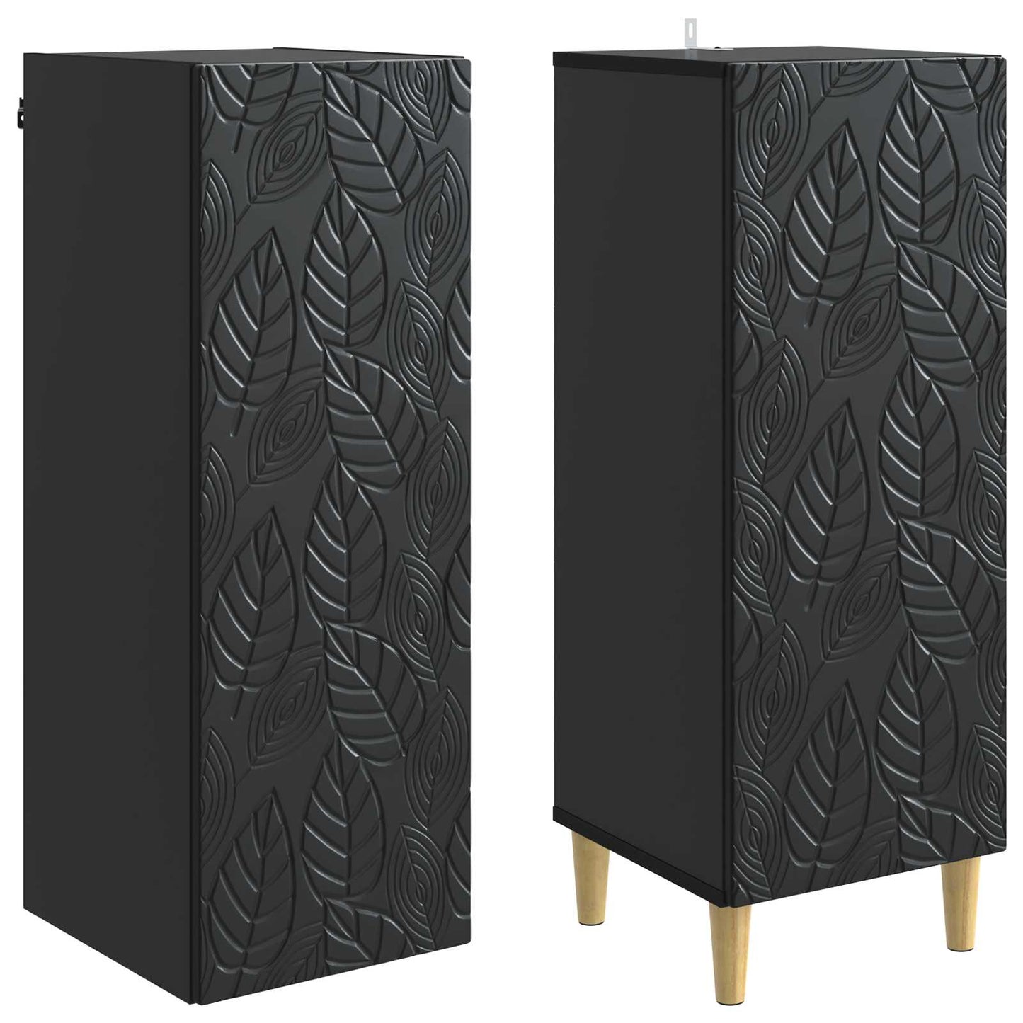 Skapsett 2 pcs Svart Konstruert tre